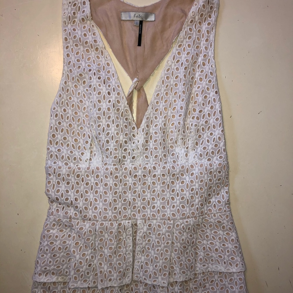 White eyelet lace top halter v-neck Fate top